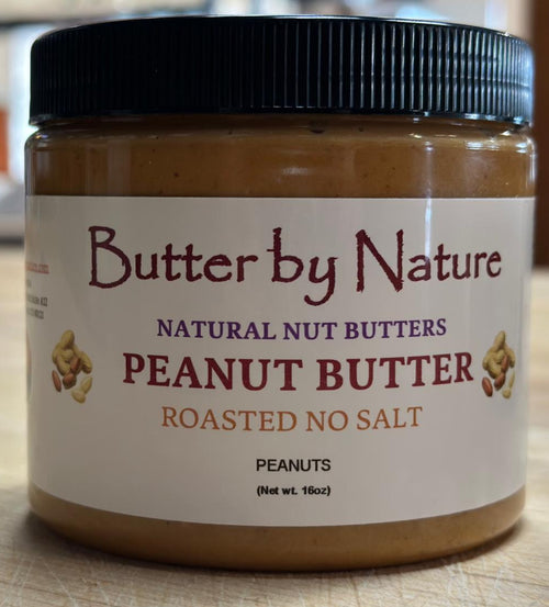 Butter By Nature Peanut Butter, Roasted No Salt, 16 Ounces